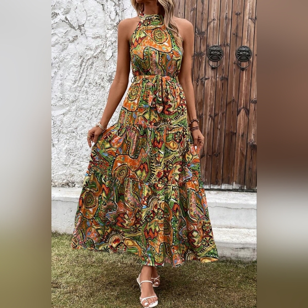 Colorful Patterned Maxi Dress - Picture 3 of 7
